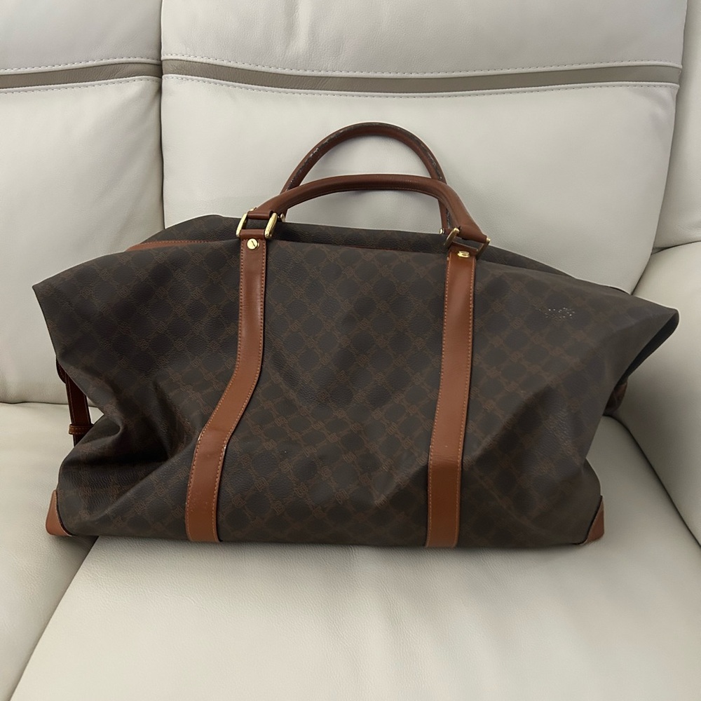 Bally Brown Checkered Duffel Bag XL